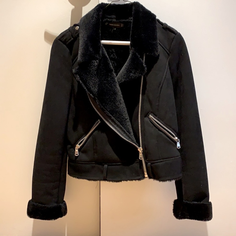 Zara Suede Moto Jacket Fur inside (incl. sleeves)